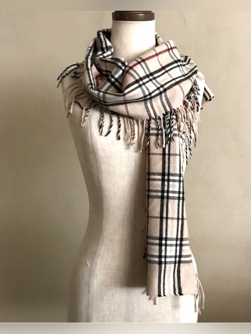 V. Fraas Plaid Fringe Scarf